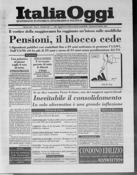 Italia oggi : quotidiano di economia finanza e politica